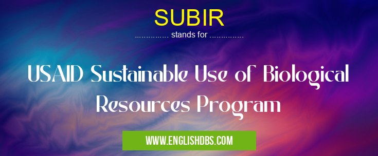 SUBIR means USAID Sustainable Use of Biological Resources Program SUBIR