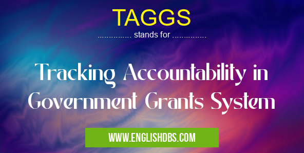 TAGGS means Tracking Accountability in Government Grants System TAGGS
