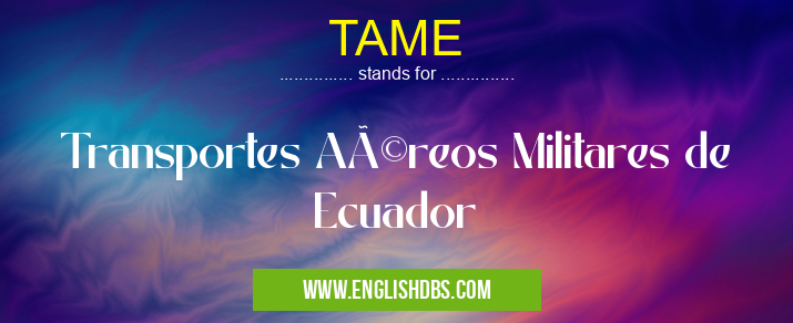 TAME means Transportes Aéreos Militares de Ecuador TAME