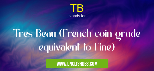 TB means Tres Beau (French coin grade equivalent to Fine) TB