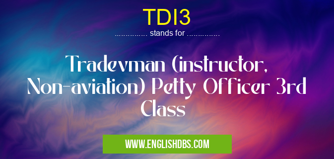 TDI3 means Tradevman (instructor, Non-aviation) Petty Officer 3rd Class TDI3