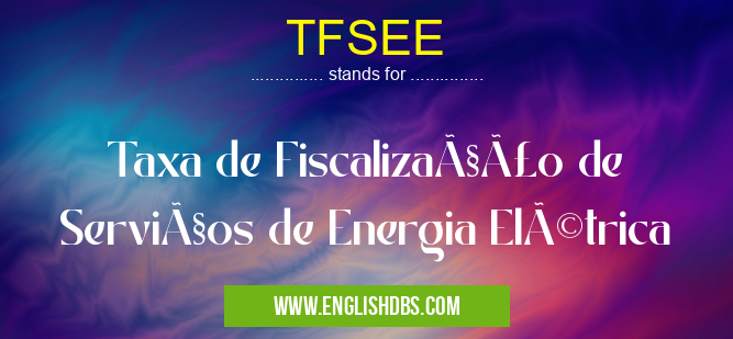 TFSEE means Taxa de Fiscalização de Serviços de Energia Elétrica TFSEE