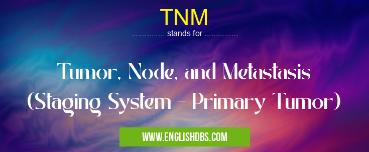 TNM means Tumor, Node, and Metastasis (Staging System - Primary Tumor) TNM