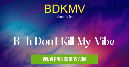 BDKMV means B***h Don't Kill My Vibe BDKMV