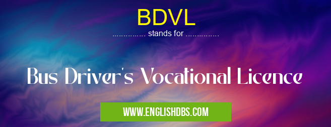 BDVL means Bus Driver's Vocational Licence BDVL
