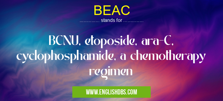 BEAC means BCNU, etoposide, ara-C, cyclophosphamide, a chemotherapy regimen BEAC