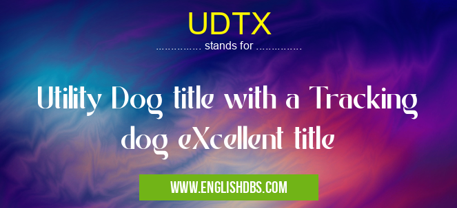 UDTX means Utility Dog title with a Tracking dog eXcellent title UDTX