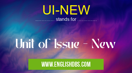 UI-NEW means Unit of Issue - New UI-NEW