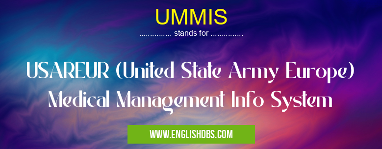 UMMIS means USAREUR (United State Army Europe) Medical Management Info System UMMIS