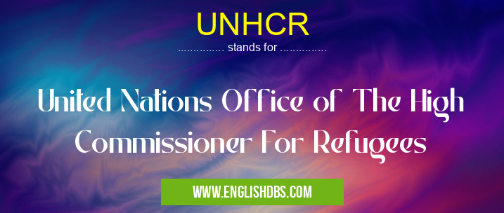 UNHCR means United Nations Office of The High Commissioner For Refugees UNHCR