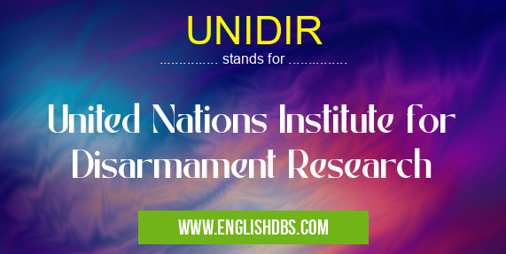 UNIDIR means United Nations Institute for Disarmament Research UNIDIR