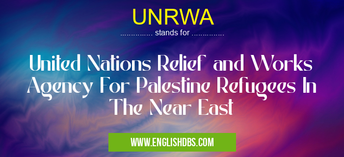UNRWA means United Nations Relief and Works Agency For Palestine Refugees In The Near East UNRWA