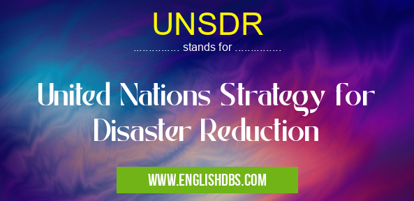 UNSDR means United Nations Strategy for Disaster Reduction UNSDR