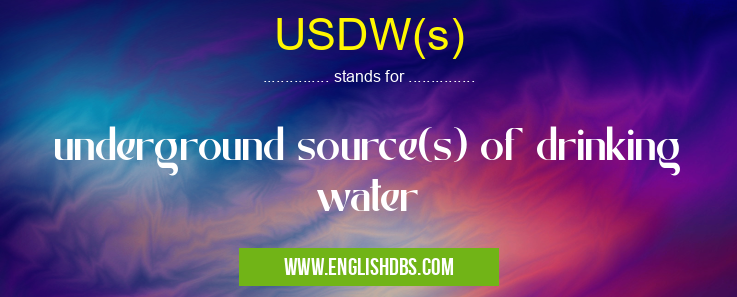 USDW(s) means underground source(s) of drinking water USDW(s)