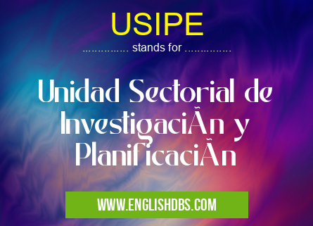 USIPE means Unidad Sectorial de Investigación y Planificación USIPE