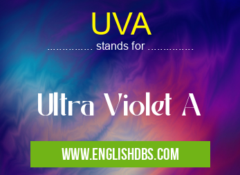 UVA means Ultra Violet A UVA