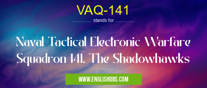 VAQ-141 means Naval Tactical Electronic Warfare Squadron 141, The Shadowhawks VAQ-141