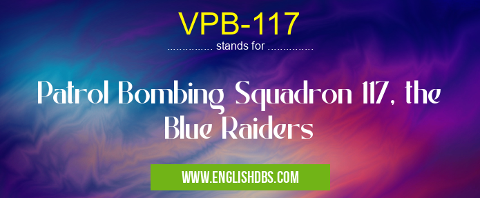 VPB-117 means Patrol Bombing Squadron 117, the Blue Raiders VPB-117