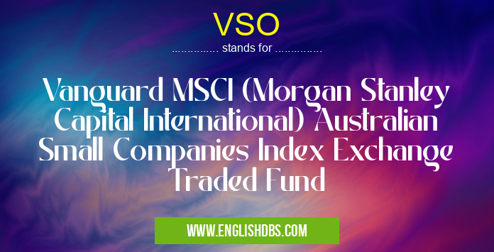 VSO means Vanguard MSCI (Morgan Stanley Capital International) Australian Small Companies Index Exchange Traded Fund VSO