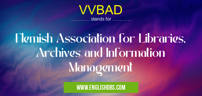 VVBAD means Flemish Association for Libraries, Archives and Information Management VVBAD