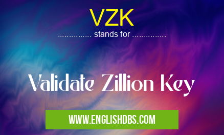 VZK means Validate Zillion Key VZK