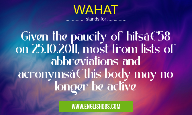 WAHAT