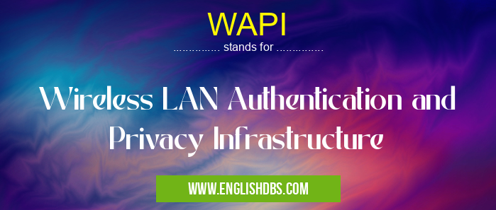 WAPI means Wireless LAN Authentication and Privacy Infrastructure WAPI