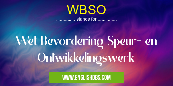 WBSO means Wet Bevordering Speur- en Ontwikkelingswerk WBSO