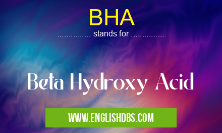 BHA means Beta Hydroxy Acid BHA