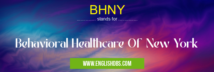 BHNY means Behavioral Healthcare Of New York BHNY