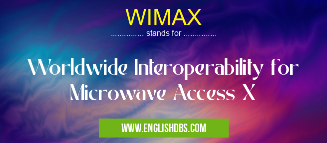 WIMAX means Worldwide Interoperability for Microwave Access X WIMAX