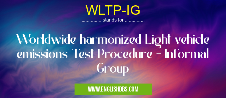 WLTP-IG means Worldwide harmonized Light vehicle emissions Test Procedure - Informal Group WLTP-IG