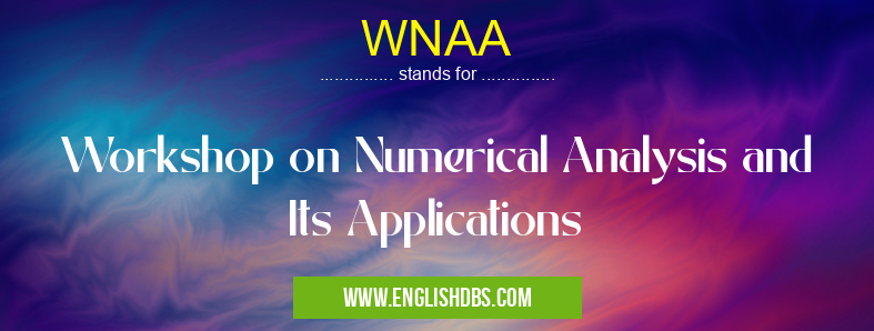 WNAA means Workshop on Numerical Analysis and Its Applications WNAA