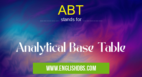 ABT means Analytical Base Table ABT