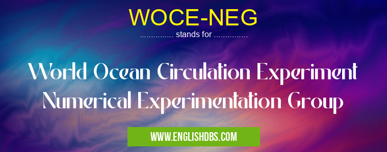 WOCE-NEG means World Ocean Circulation Experiment Numerical Experimentation Group WOCE-NEG