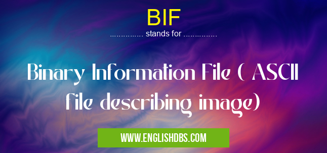 BIF means Binary Information File ( ASCII file describing image) BIF