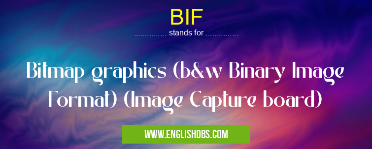 BIF means Bitmap graphics (b&w Binary Image Format) (Image Capture board) BIF