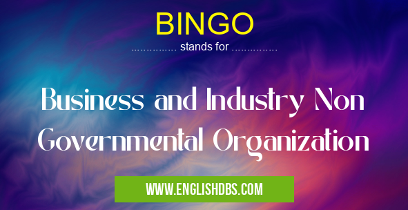 BINGO means Business and Industry Non Governmental Organization BINGO