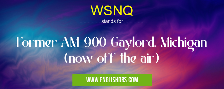 WSNQ means Former AM-900 Gaylord, Michigan (now off the air) WSNQ