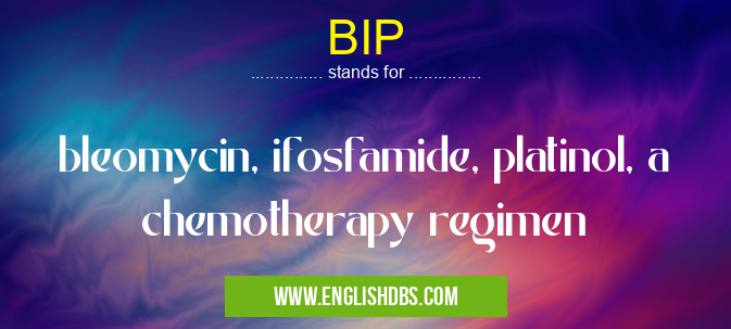 BIP means bleomycin, ifosfamide, platinol, a chemotherapy regimen BIP