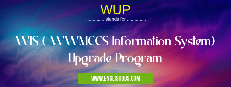 WUP means WIS ( WWMCCS Information System) Upgrade Program WUP