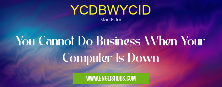 YCDBWYCID means You Cannot Do Business When Your Computer Is Down YCDBWYCID