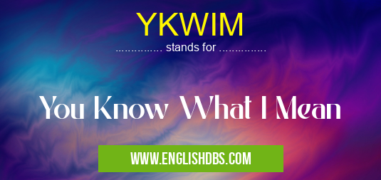 YKWIM means You Know What I Mean YKWIM