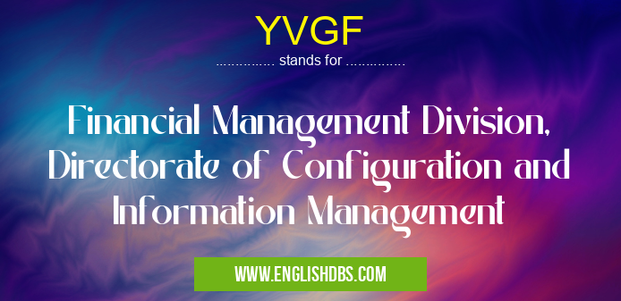 YVGF means Financial Management Division, Directorate of Configuration and Information Management YVGF