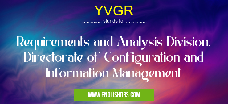 YVGR means Requirements and Analysis Division, Directorate of Configuration and Information Management YVGR