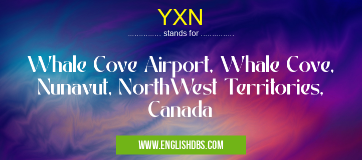 YXN means Whale Cove Airport, Whale Cove, Nunavut, NorthWest Territories, Canada YXN