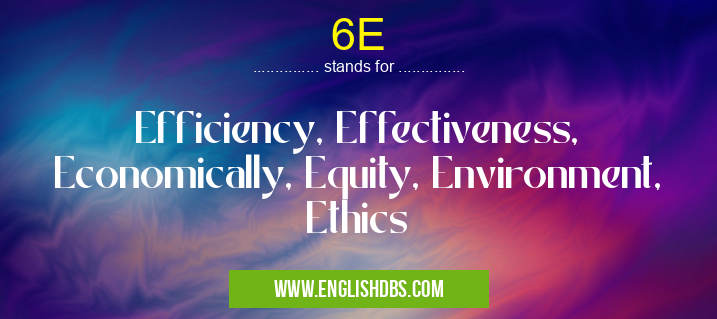 6E means Efficiency, Effectiveness, Economically, Equity, Environment, Ethics 6E