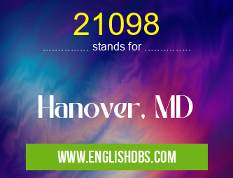 21098 means Hanover, MD 21098