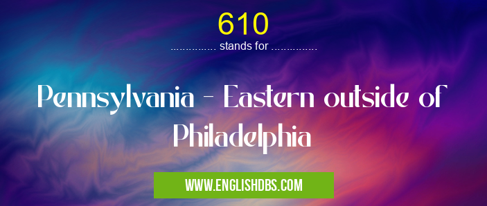 610 means Pennsylvania - Eastern outside of Philadelphia 610