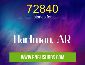 72840 means Hartman, AR 72840